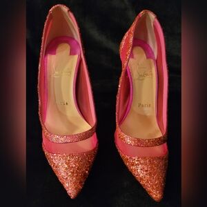Christian Louboutin Hot Pink Glitter Heels